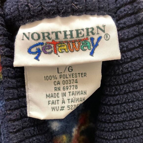Northern Getaway Retro 90s Navy Total Sports Nut Graphic 1/4 Zip Fleece Large - Picture 9 of 9
